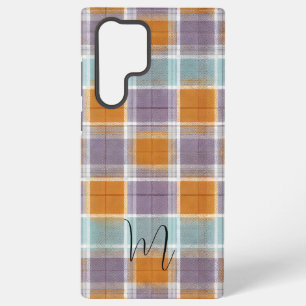 Orange and Purple Plaid Pattern Monogram Samsung Galaxy Case