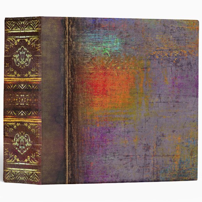 Orange and Purple Scuffed Faux Leather Old Book Binder (Front/Spine)