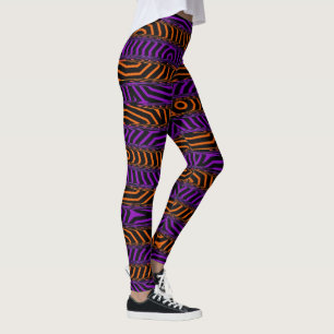 Orange and Purple Spooky Stripes Leggings