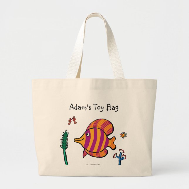 Orange and Purple Tropical Fish with Seahorses Large Tote Bag (Front)