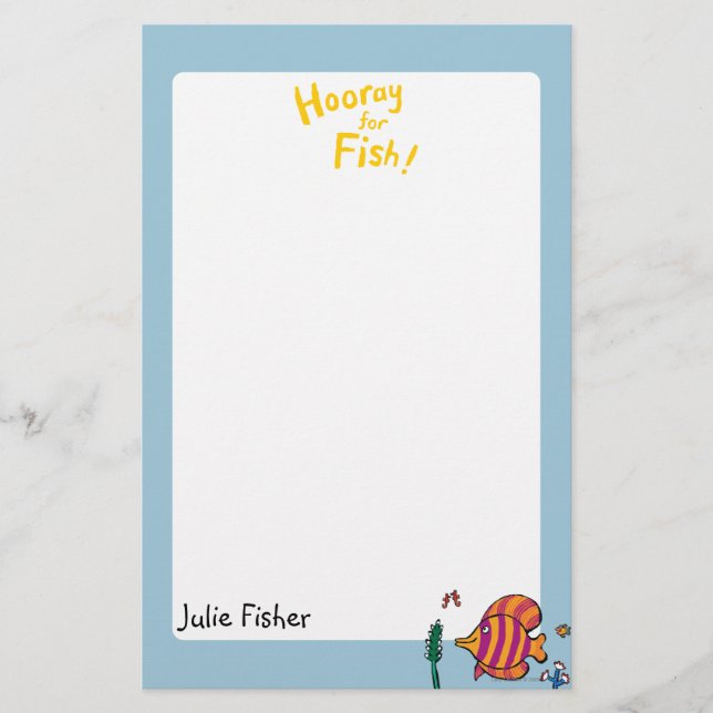 Orange and Purple Tropical Fish with Seahorses Stationery (Front)