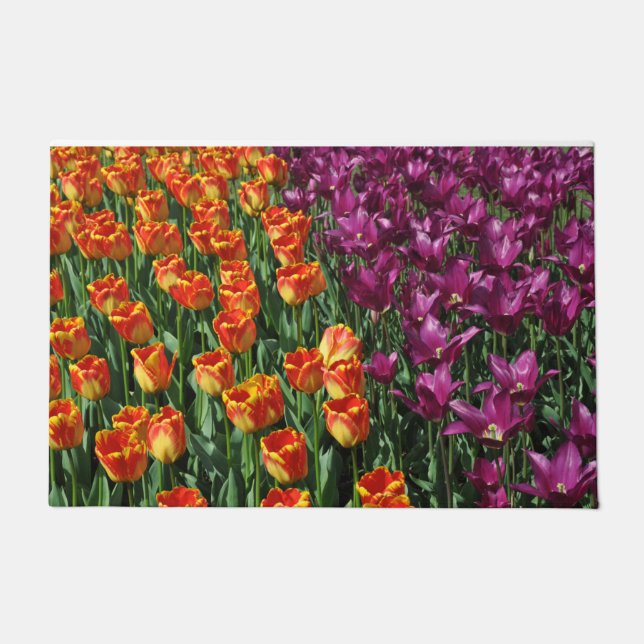 Orange and purple tulips beauty     doormat (Front)
