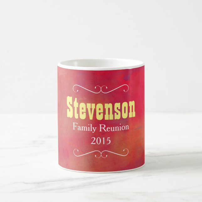 Orange and Red Abstract Family Reunion Keepsake Coffee Mug (Center)
