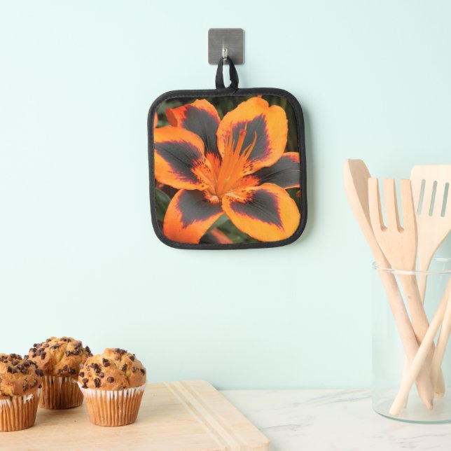 Orange and Red Asiatic Lily Floral Pot Holder (Insitu(Hanging))