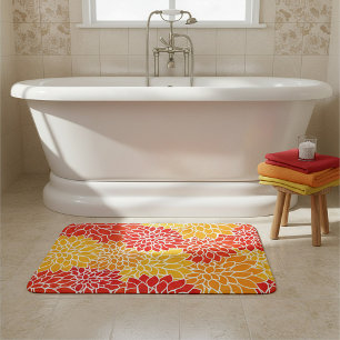 orange and red dahlias  bath mat