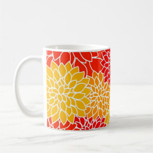 orange and red dahlias  coffee mug