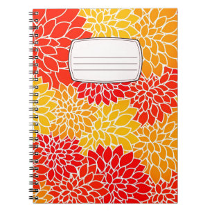 orange and red dahlias compositon  notebook