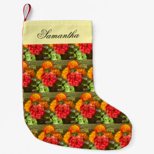 Orange And Red Flower Garden Small Christmas Stocking