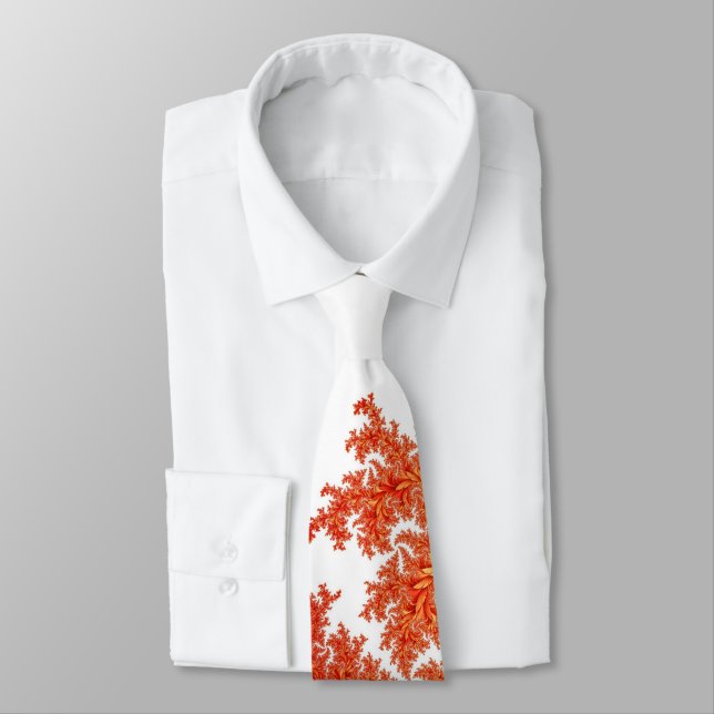 Orange and Red Fractal Art Modern Artist Tie (Tied)