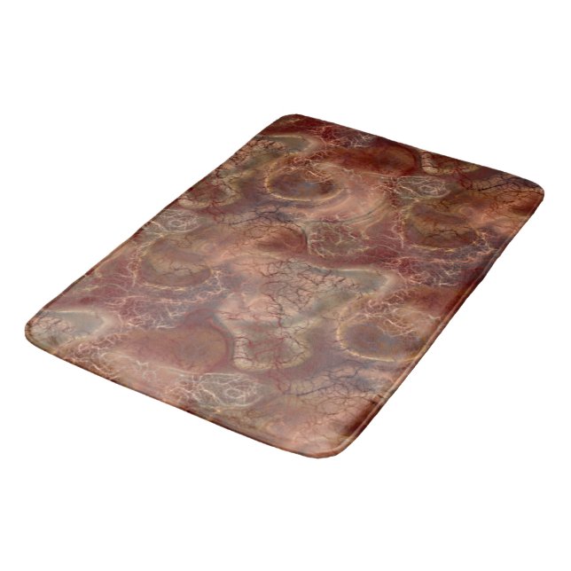 orange and red Marble abstract Bath Mat (Angled)