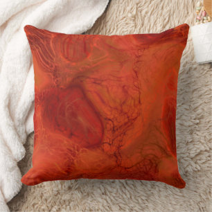 orange and red Marble abstract Throw Pillow