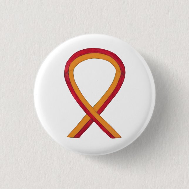 Orange and red Ribbon Awareness Button Pins (Front)