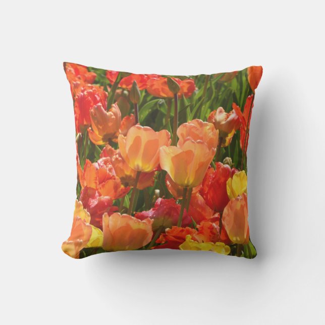 orange and red tulips outdoor throwpillow (Front)
