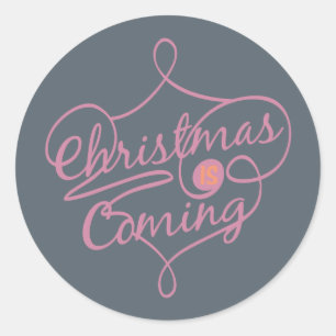 Orange and Rose Christmas is Coming Stickers