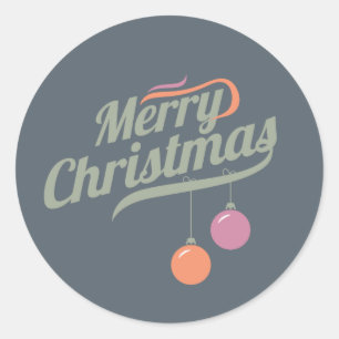 Orange and Rose Ornaments Merry Christmas Stickers