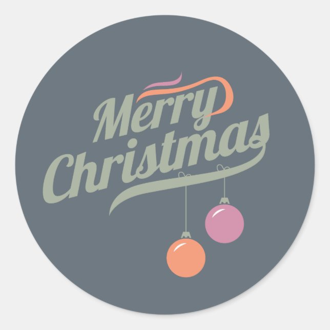 Orange and Rose Ornaments Merry Christmas Stickers (Front)