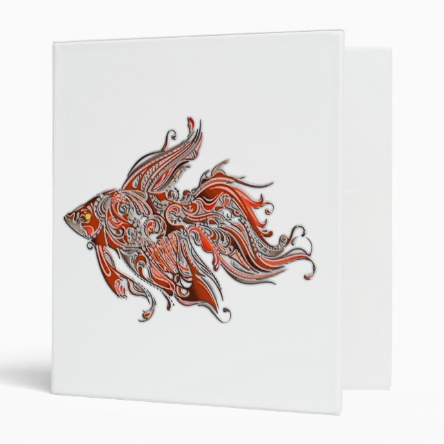 Orange and Rust Swirly Fantail Goldfish Binder (Front/Inside)