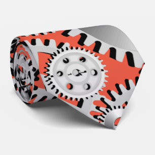 Orange and Silver Gear Tie
