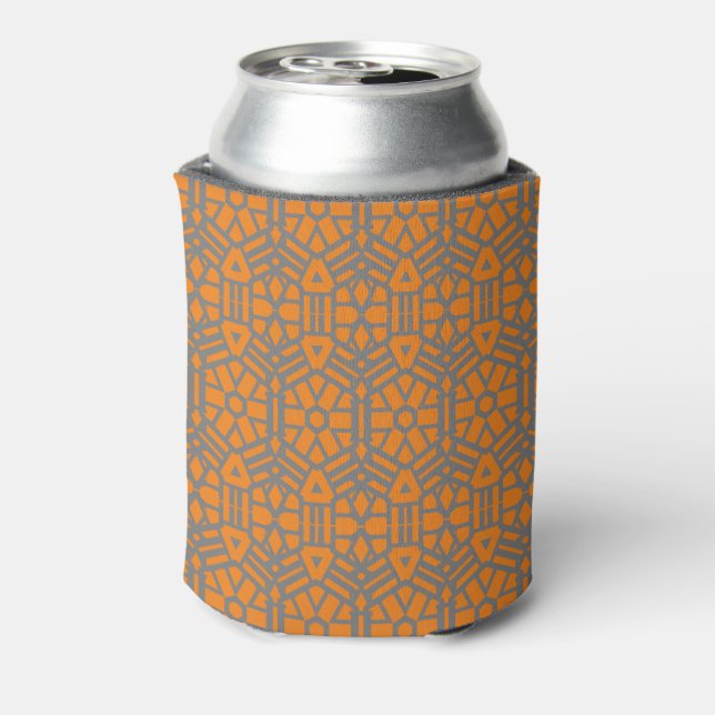 Orange and Silver Unique Pattern   Can Cooler (Can Back)