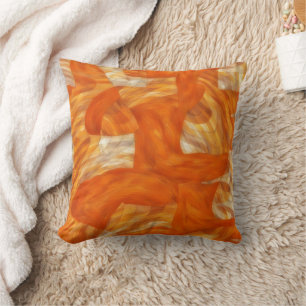 Orange and Tan Abstract Art Throw Pillow