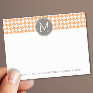 Orange and Taupe Houndstooth Pattern Monogram Post-it Notes