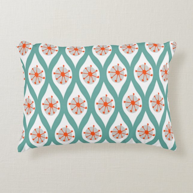 Orange and Teal Abstract Decorative Pillow (Front)