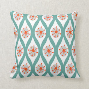 Orange and Teal Abstract Throw Pillow