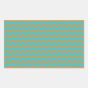 Orange and Teal Blue Chevron Pattern Sticker