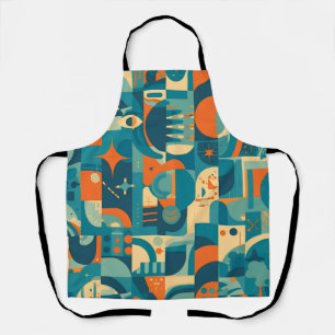 Orange and Teal Geometric Abstract Apron