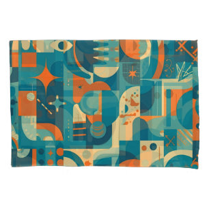 Orange and Teal Geometric Abstract Pillowcase