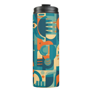 Orange and Teal Geometric Abstract Thermal Tumbler