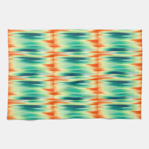 Orange and Teal Mosaic Pattern Kitchen Towel