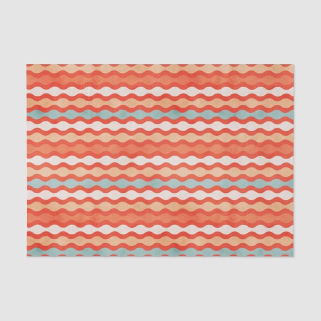 Orange and Teal Stripes Tissue Paper (Front)