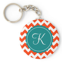 Orange and Teal Zig Zag Custom Initial