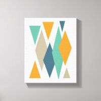 Orange and Turquoise Blue Diamonds Mid-century