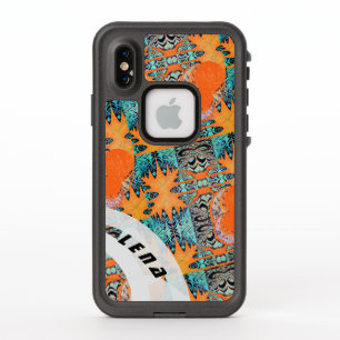 Orange and Turquoise Futuristic Fractal Pattern