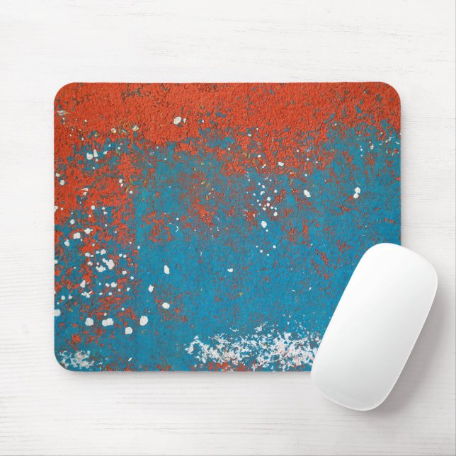 Orange and Turquoise Paint Abstract Mouse Pad (With Mouse)
