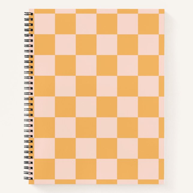 Orange and Unbleached Silk Chequerboard Notebook (Front)