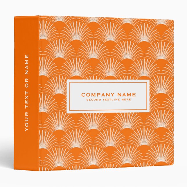 Orange and White Art Deco Pattern Binder (Front/Spine)
