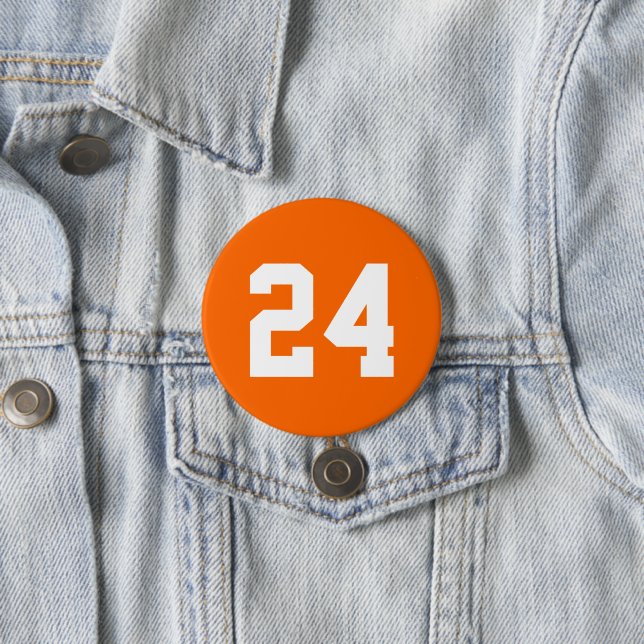 Orange and White Athlete Jersey Number 3 Inch Round Button (In Situ)