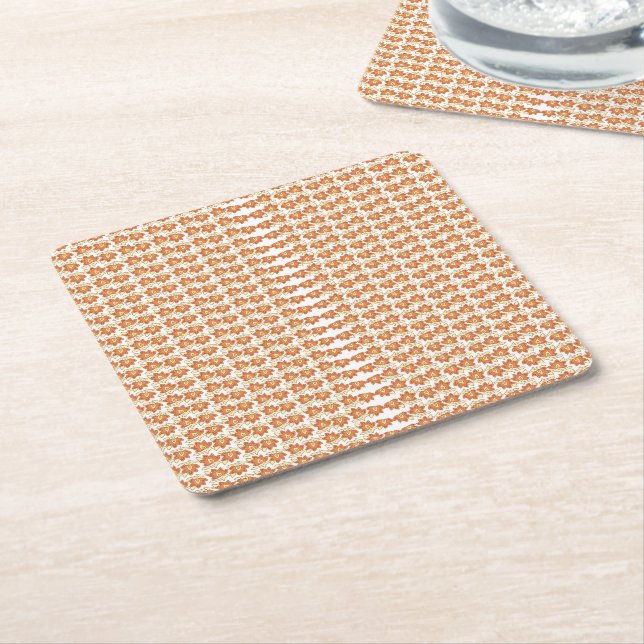 Orange and White Background with a Stylish Pattern Square Paper Coaster (Angled)