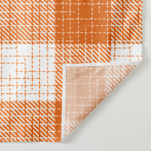Orange and White Bold Checkered Plaid Design Fabric