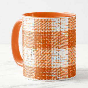 Orange and White Bold Checkered Plaid Design  Mug