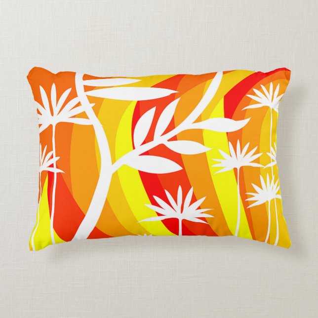 Orange and White Botanical Illustration  Accent Pillow (Front)