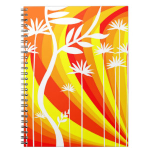 Orange and White Botanical Illustration  Notebook