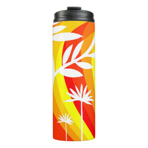 Orange and White Botanical Illustration  Thermal Tumbler