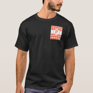 Orange and White Buffalo Plaid Monogrammed Letter T-Shirt