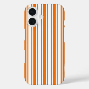 Orange and white candy stripes iPhone 16 case