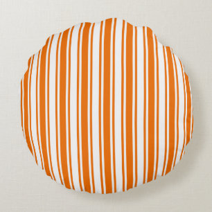Orange and white candy stripes round pillow