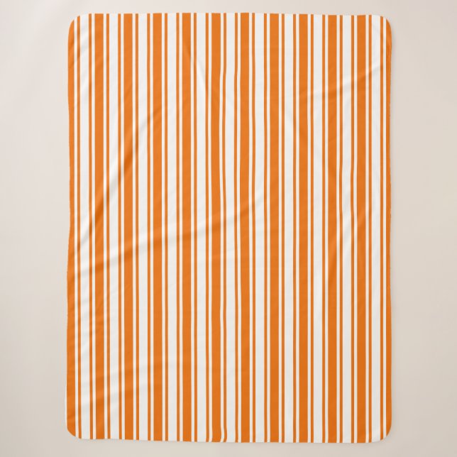 Orange and white candy stripes sherpa blanket (Front)